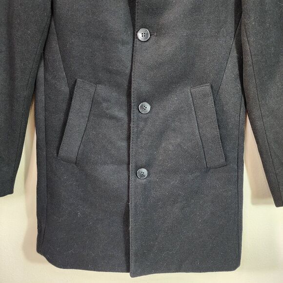 Mens H&M Peacoat Adult Size 38R Black Button Down Jacket Outdoor Formal - Picture 2 of 9